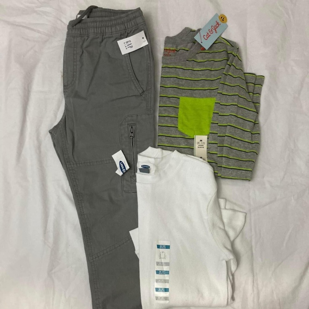 9-11 Big boys clothes lot gap old Navy gray pants shirt Medium 8 NWT BTS